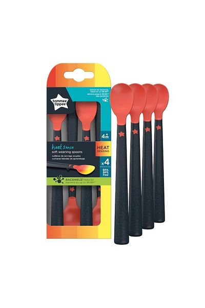 tommee tippee Thermosensitive Spoons, from 4 months, Black/Red, 4 pcs