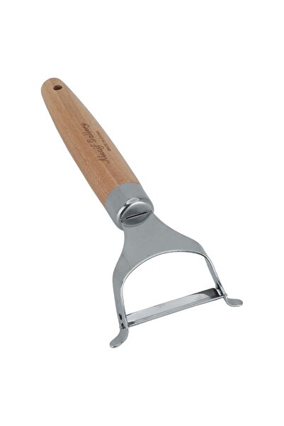Generic Al Saif Gallery Steel Peeler, Wooden Handle - Silver