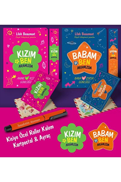 nesnel yayınlar Baba - Kız Aramızda Ayraç Kartpostal Kişiye Özel Kalem - Turuncu