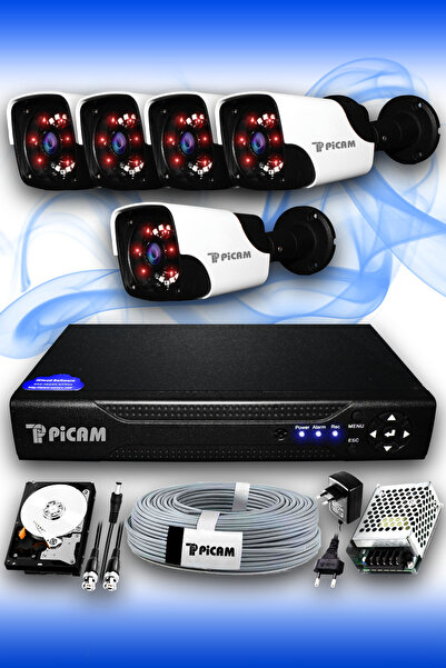 Picam 5 Kameralı Panda 5 Dış Kamera Set 2 Tb Hdd Full Hd Gece Görüşlü Güvenli...