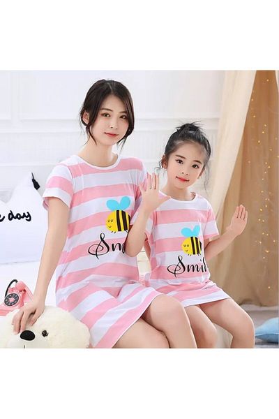 zzz sleep good sleeping !!! Camasa de noapte pentru fetite, alb-roz cu albina