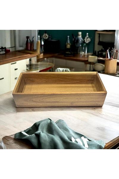 SepetçiBaba Acacia Salad Bowl Rectangular - 17035