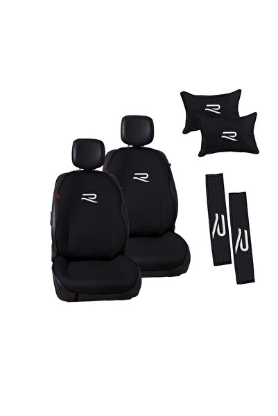 otomind طقم وسادة سيارة وطقم راحة جديد من الجاكار المطرز بشعار R