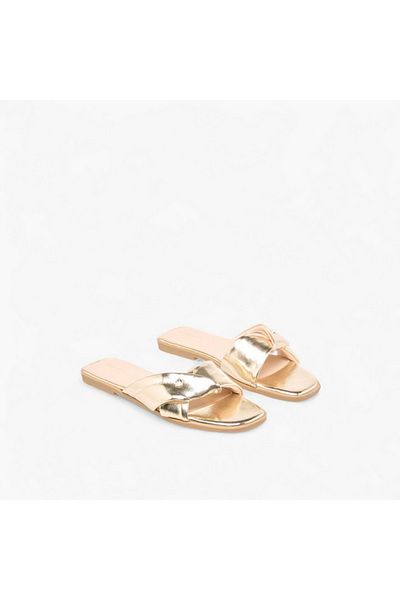 Flora Bella by Shoexpress Flora Bella Solid Knot Detail Slip-On Flat Sandals