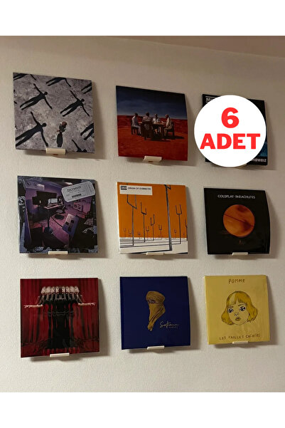 Zecir Plak Duvar Rafı 6'li paket – Vinil LP Montaj, Modern Tasarım Müzik Duva...