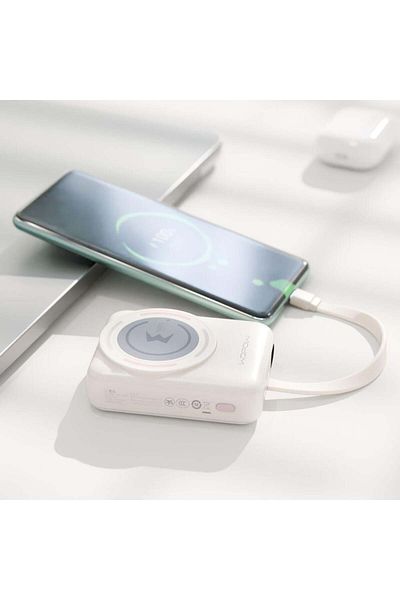 wopow Wireless Portable Charger - White, 10,000 mAh