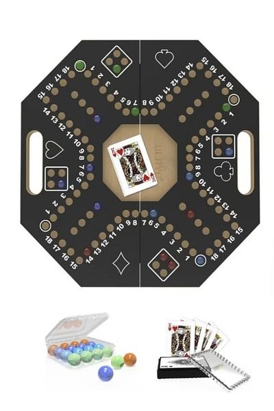 Fitness World Sturdy Wooden Jackaroo Strategy Board Game with Balls and Cards 40x40cm