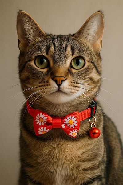 MIT Flowered Cat Leash with Bow Tie