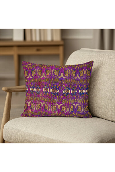 TURKISHRUG KINGDOM غطاء وسادة من القطن منقوش بالكليم - تصميم أصلي وعصري