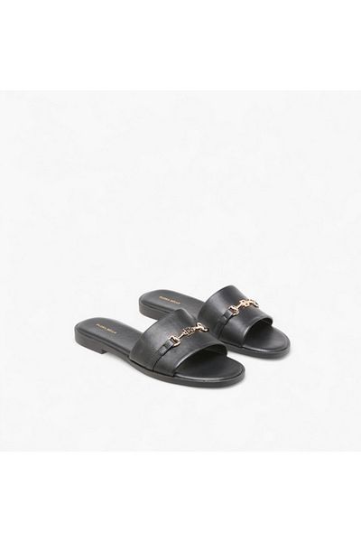 Flora Bella by Shoexpress Flora Bella Metal Accent Slip-On Flat Sandals