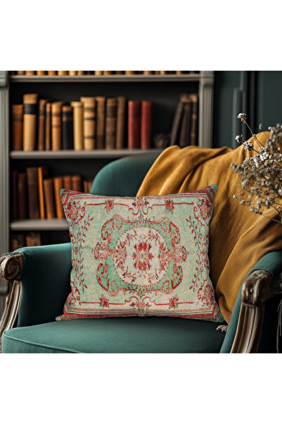 TURKISHRUG KINGDOM وسادة كلاسيكية منقوشة بالكليم - ديكور منزلي عرقي