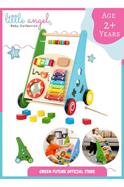 LITTLE ANGEL مشاية أطفال خشبية - لعبة دفع مونتيسوري مع إكسيليفون وأنشطة للأطف...