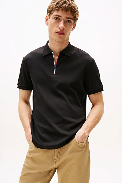 Tommy Hilfiger Men's Interlock Zip Polo - Black