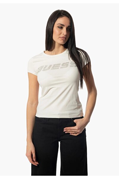 Guess Тениска с бродирано лого в цвят камък V5GI20J1314-25