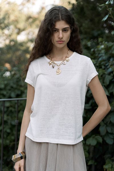 BOHEMAİ Suva Short Sleeve Ecru T-Shirt