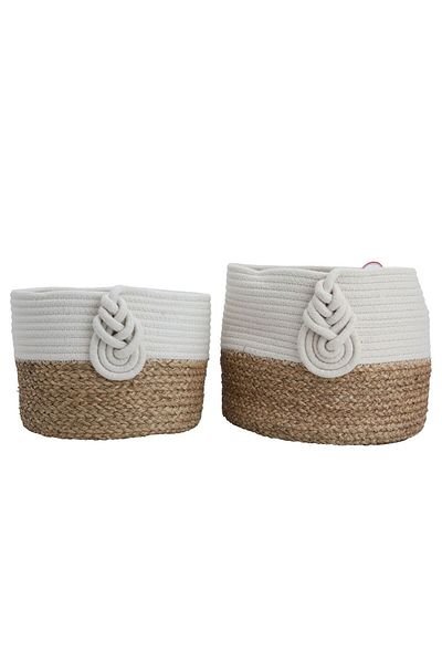 Alsaif Gallery Cotton Basket Set, Alsaif Gallery, 30×25 cm, Circular, 2 Pieces - Beige