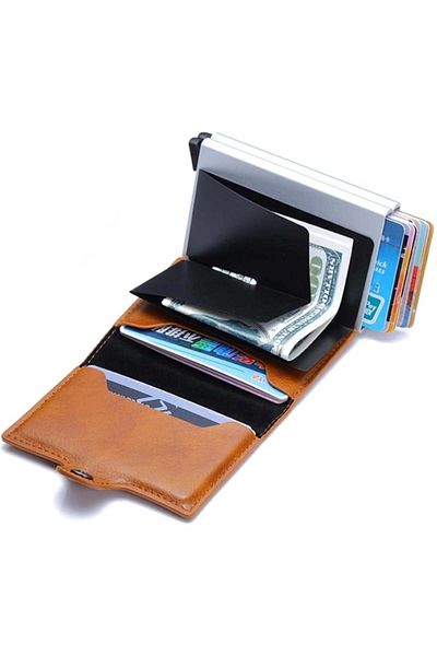 iUni P3 Double Rfid Wallet, 16 Cards, Dark Brown