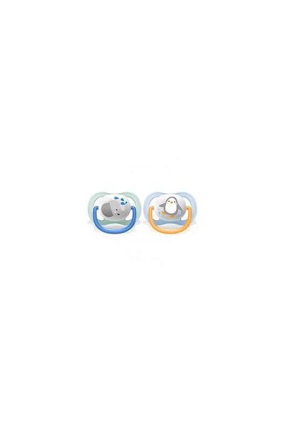 Philips Avent Set 2 suzete Philips-Avent SCF080/05, ultra air 0-6 luni, Ortodontice, fara BPA, Elefant / Pinguin