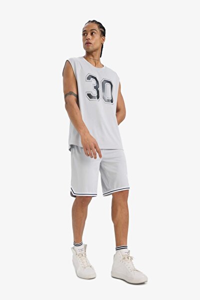 DeFacto C2419 Gray Defactofit Quick Dry Standard Fit Sportsman Short Leg Shorts