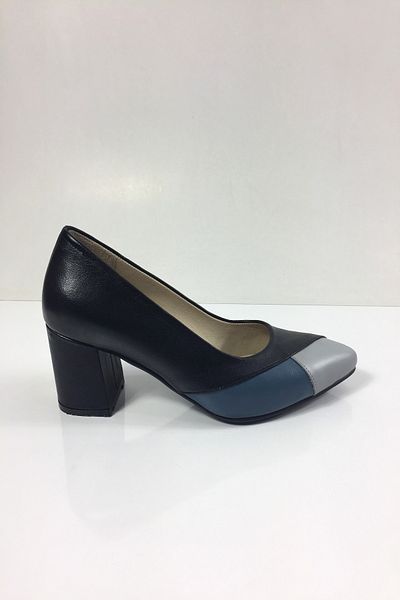 Tabak Deri Genuine Leather Stylish and Casual Classic Heeled Shoes Patterned in Colors and Shades - Navy Blue