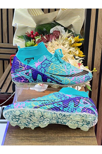 homiro Pantofi de fotbal Vinnex cu șosete din Lycra pentru copii - Albastru petrol