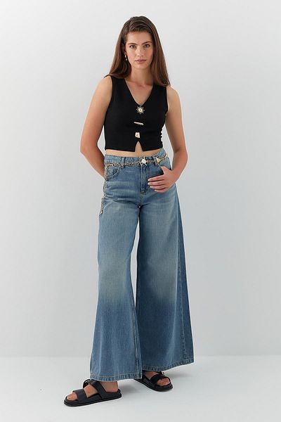 MARKALİSTE High Waist Palazzo Jean Blue