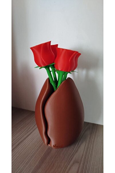 librescraft Διακοσμητικό βάζο με μοτίβο καφέ σε τρισδιάστατο σχήμα (ΕΠΙΚΟΙΝΩΝ...