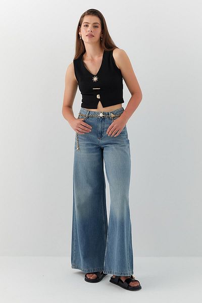 MARKALİSTE High Waist Palazzo Jean Blue