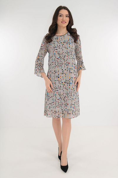 Vanessa Line RO Light gray veil dress with multi-colored polka dots