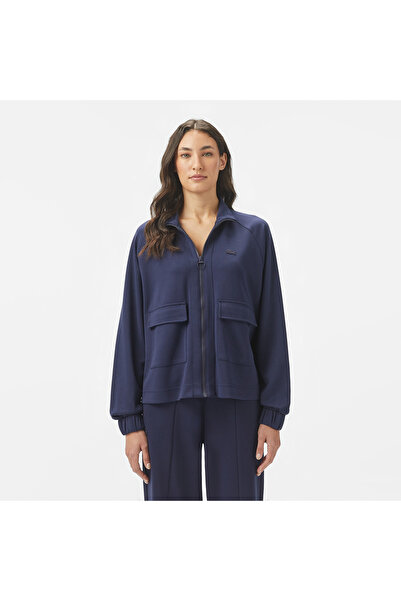 Lacoste Kadın Loose Fit Fermuarlı Lacivert Sweatshirt