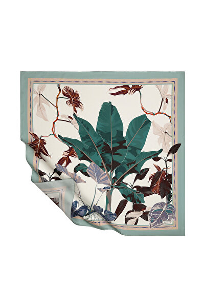 ipekevi Eșarfă de mătase Tivil cu mentol alb Rock Garden