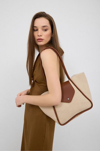 Shule Bags Geantă de umăr Petre Wicker Cremă