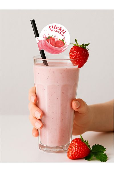 Home Strawberry Flag Straw 21.5 cm Black Straw, 8mm Thickness, 20 Pieces