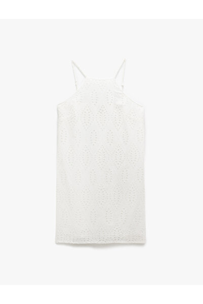 Koton Βαμβακερό φόρεμα A-Line Mini Halter με λεπτό λουράκι