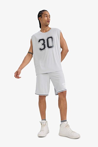 DeFacto C2419 Gray Defactofit Quick Dry Standard Fit Sportsman Short Leg Shorts