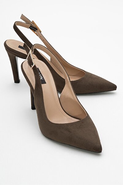 Lizy Shoes Pantofi de damă cu toc din piele intoarsa kaki