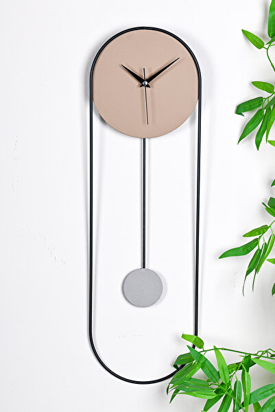 Muyika Design Metal Sarkaçlı Dekoratif Duvar Saati - Sessiz Mekanizma - El Bo...