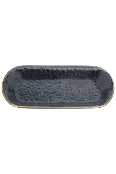 Alsaif Gallery Serving Platter - Saif Gallery Porcelain, 19 cm, Oval - Black