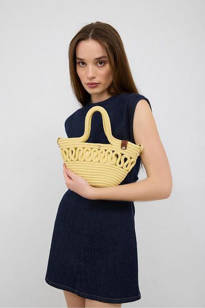 Shule Bags Ortega Handmade Mini Straw Crossbody Bag Yellow