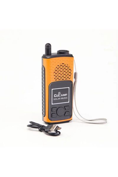 FİAPFO Multifunctional Solar Bluetooth Speaker with FM Radio, Flashlight, USB - Yellow