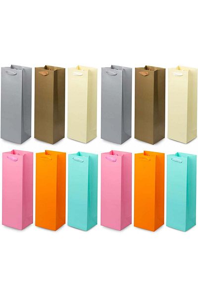 Anzon Mories Set of 12 Anzon Mories wine bottle bags, cardboard, multicolor, 11 x 9 x 35 cm