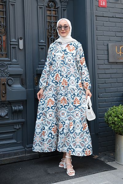 LOCCO Rochie de damă cu model Anatolian Breeze Albastru