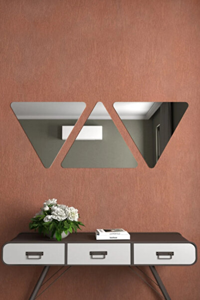 FLEXON 3 Parça 45x45 cm Üçgen Dekoratif Duvar Aynası – Modern Tasarım, Şık ve...