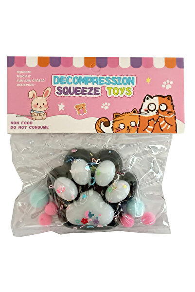 CT-TOYS Yapışan Sukuşi Mojmoj Büyük Boy Kedi Patisi Squishy Siyah Üzeri Beyaz...