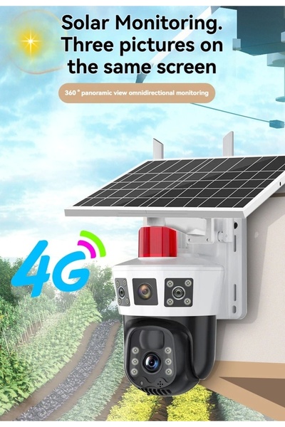 OEM 2 Kamera 3 Ekranlı 6 Mp Full HD Solar Kamera Güneş Enerjili Kamera-4G SimKartlı 4408021764400