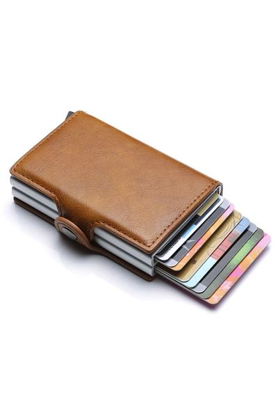 iUni P3 Double Rfid Wallet, 16 Cards, Dark Brown