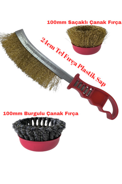 KSO YAPI MARKET Çanak Spiral Çelik Tel Fırça Burgu Mangal Fırçası Kalın İnce ...