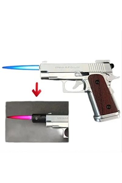 Cantayurdu Dan Wesson 10mm Minyatür Tabanca Metal Doldurulabilir Torch Çakmak Gümüş