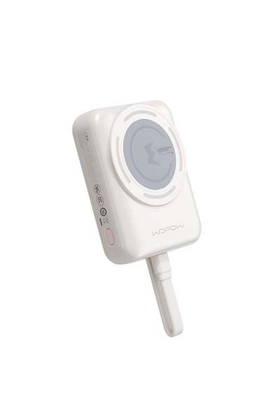 wopow Wireless Portable Charger - White, 10,000 mAh