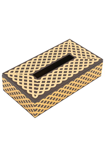 Generic Al Saif Gallery Wooden Tissue Box, 12 Cm - Golden Brown